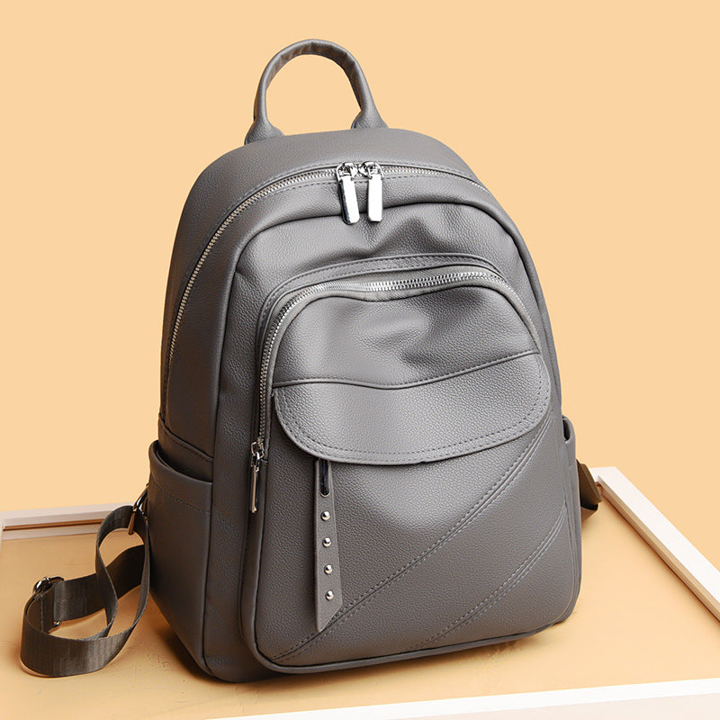 Women's Korean Style Fashion Soft Leather High Backpacks
