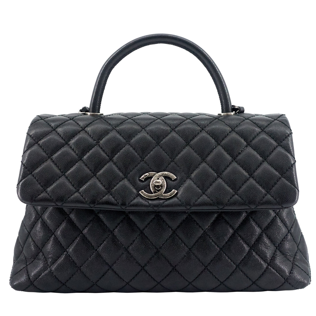 Top Quality Chanel Coco Top Handle Medium Caviar Leather Bag