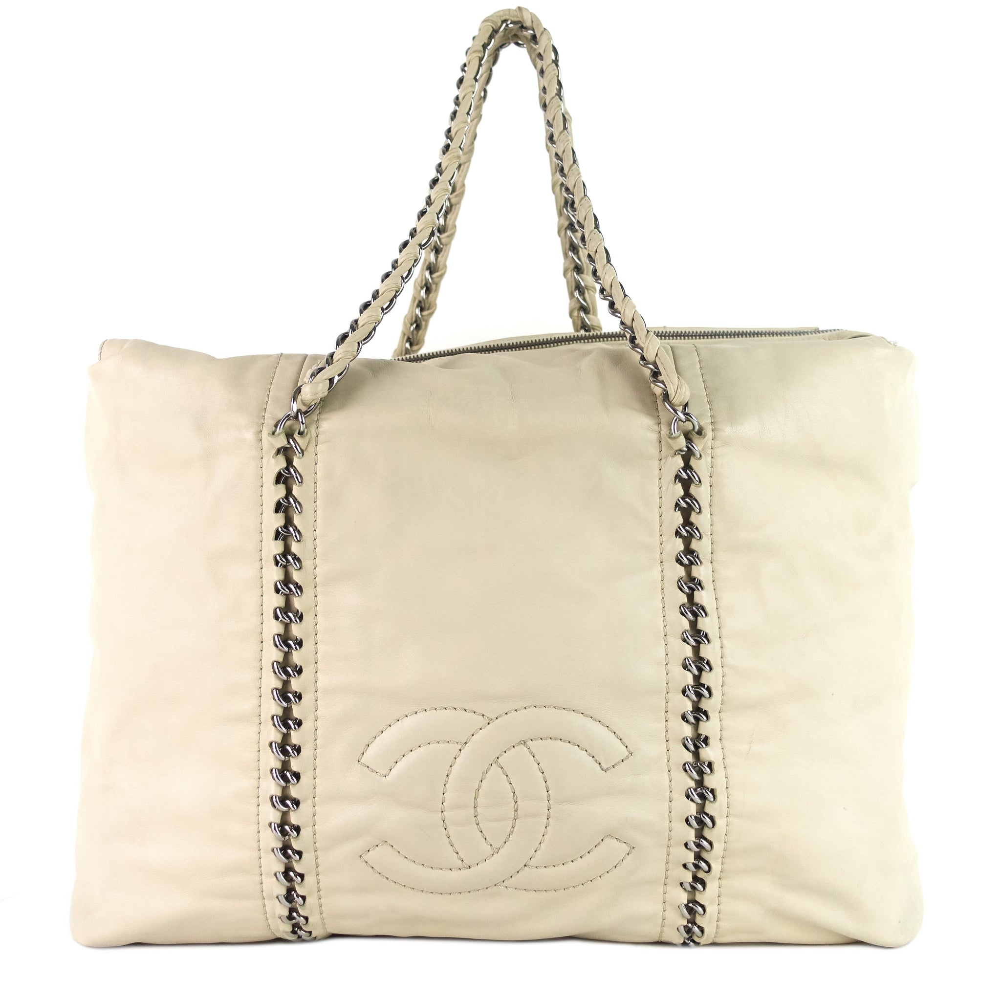 Top Quality Chanel Modern Chain Zip Leather Tote Bag