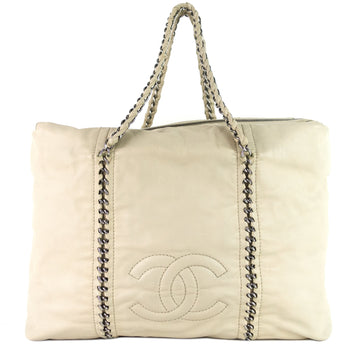 Top Quality Chanel Modern Chain Zip Leather Tote Bag
