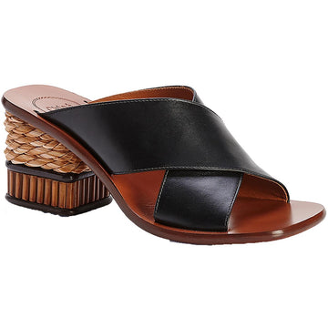 Laia Womens Leather Criss-Cross Slide Sandals