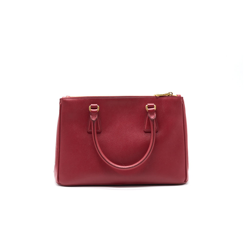 Prada Fuoco Saffiano Lux Leather Medium Double Zip Tote