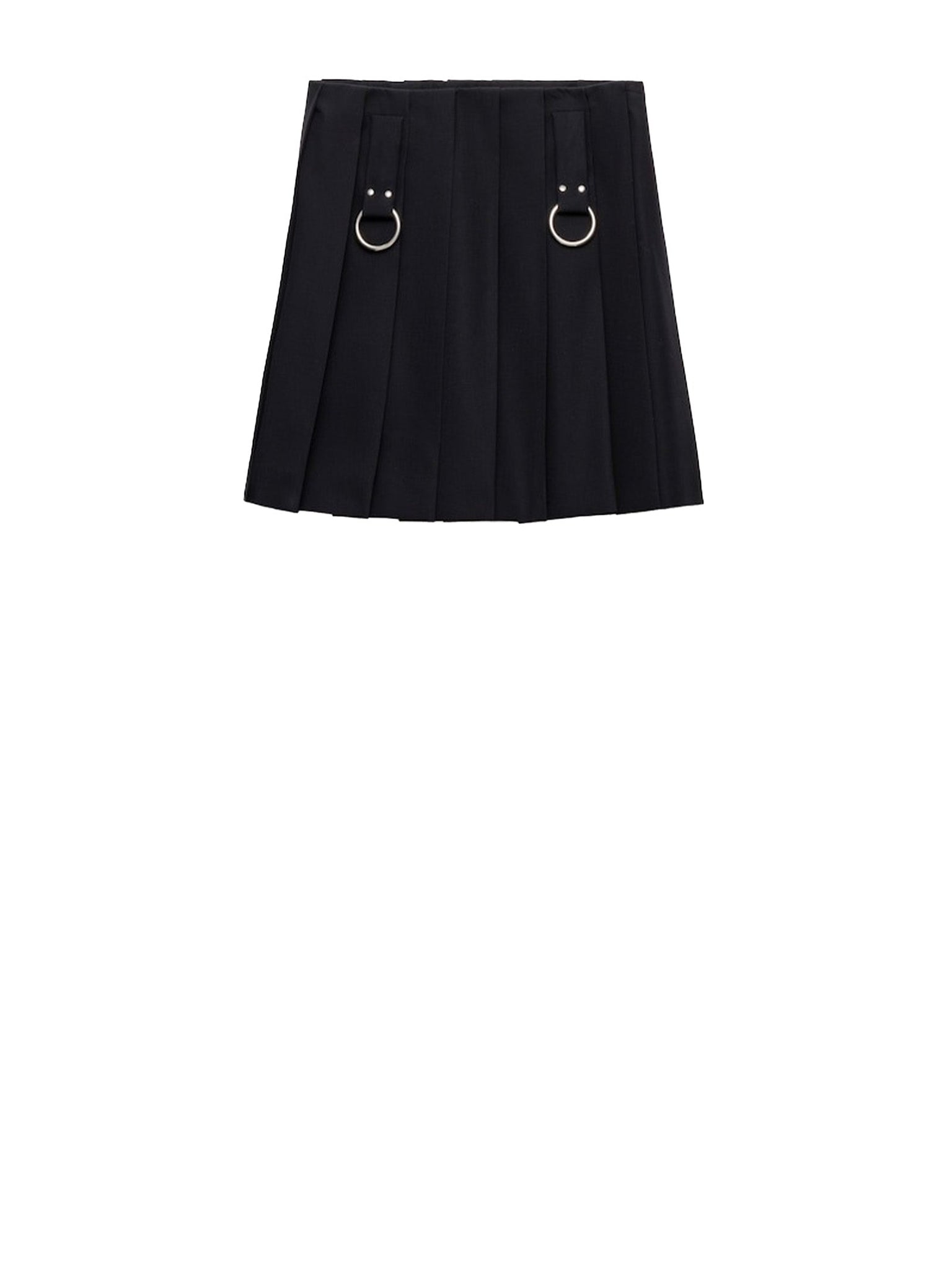 PRADA Pleated Mini Skirt with Metal Rings