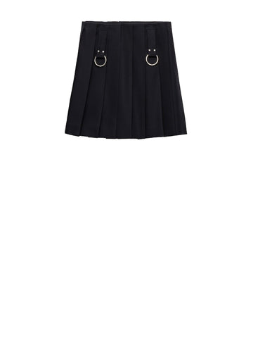 PRADA Pleated Mini Skirt with Metal Rings