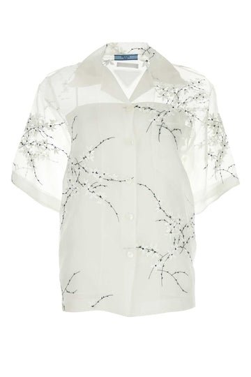 PRADA Silk Blend See-Through Shirt for Women