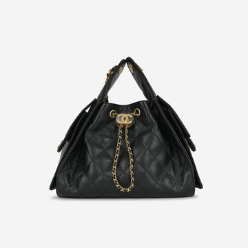 Chanel Small 25 Hobo Black Caviar Antique Gold Hardware