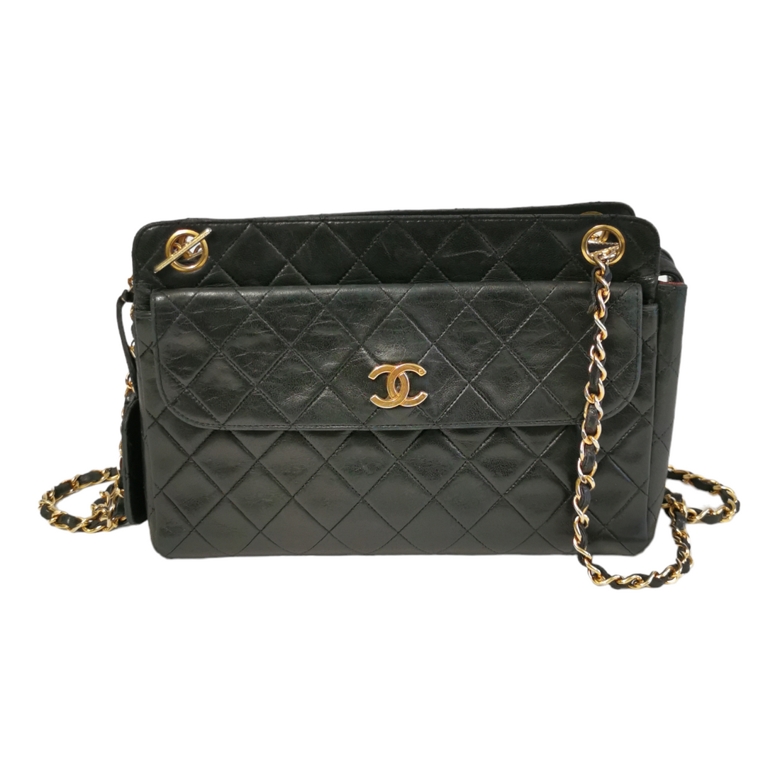 Chanel Shoulder Bag Black Lambskin Gold