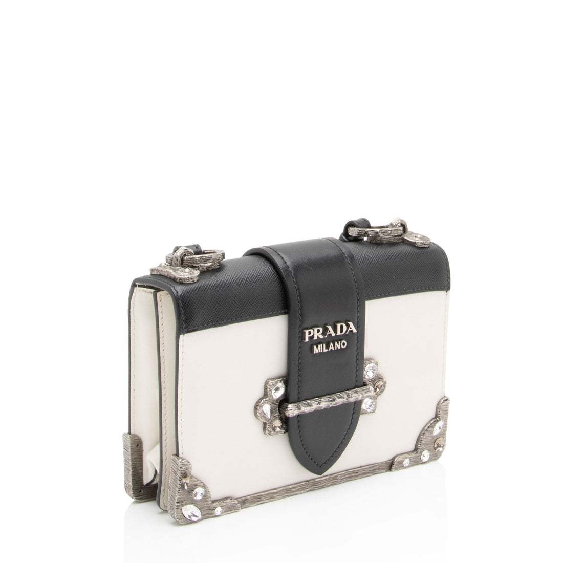 Prada Calfskin Crystal Cahier Shoulder Bag (SHF-Hlddcz)