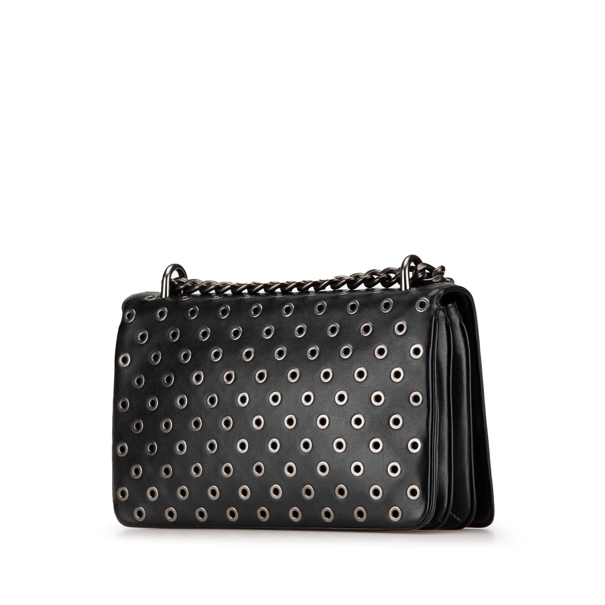 Prada Soft Calf Grommet Lock Flap Chain Shoulder Bag