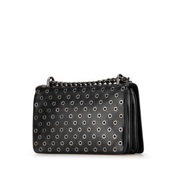 Prada Soft Calf Grommet Lock Flap Chain Shoulder Bag