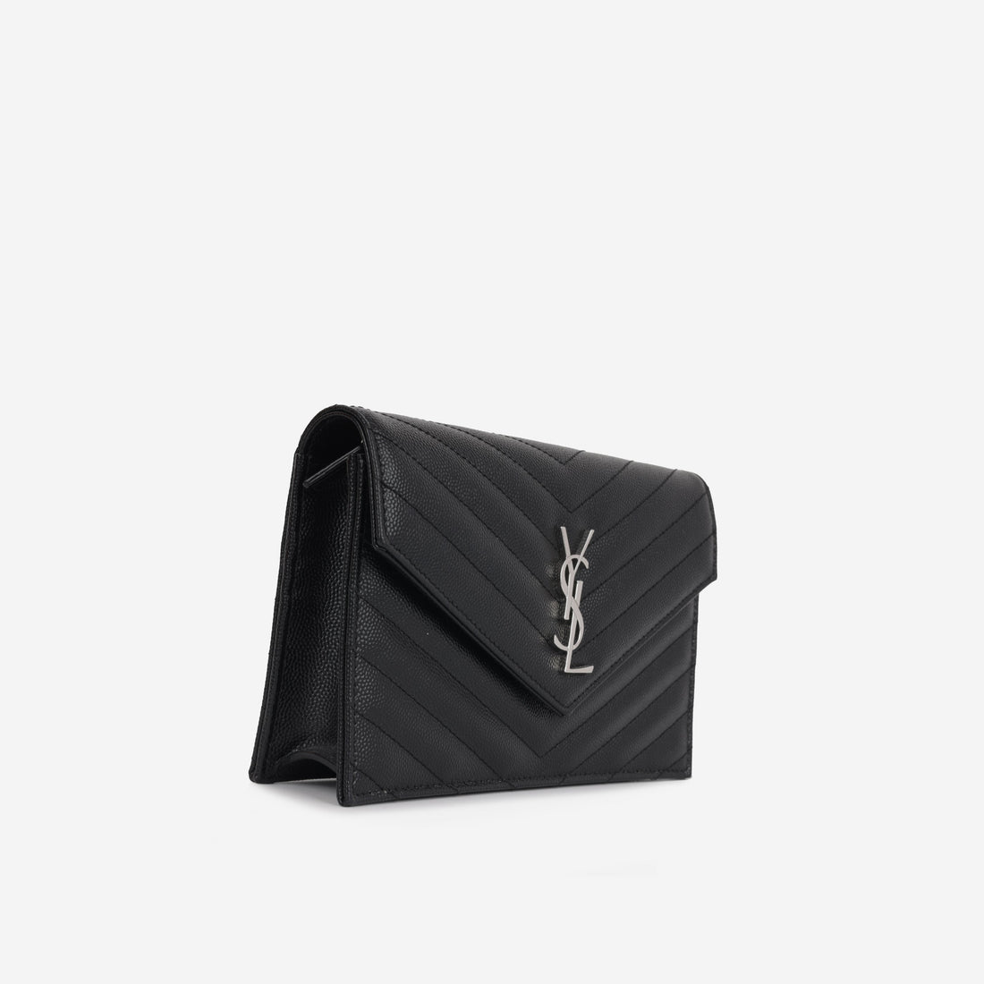 Yves Saint Laurent Saint Laurent Mini Cassandre WOC – Black Grained Calfskin | Silver Hardware