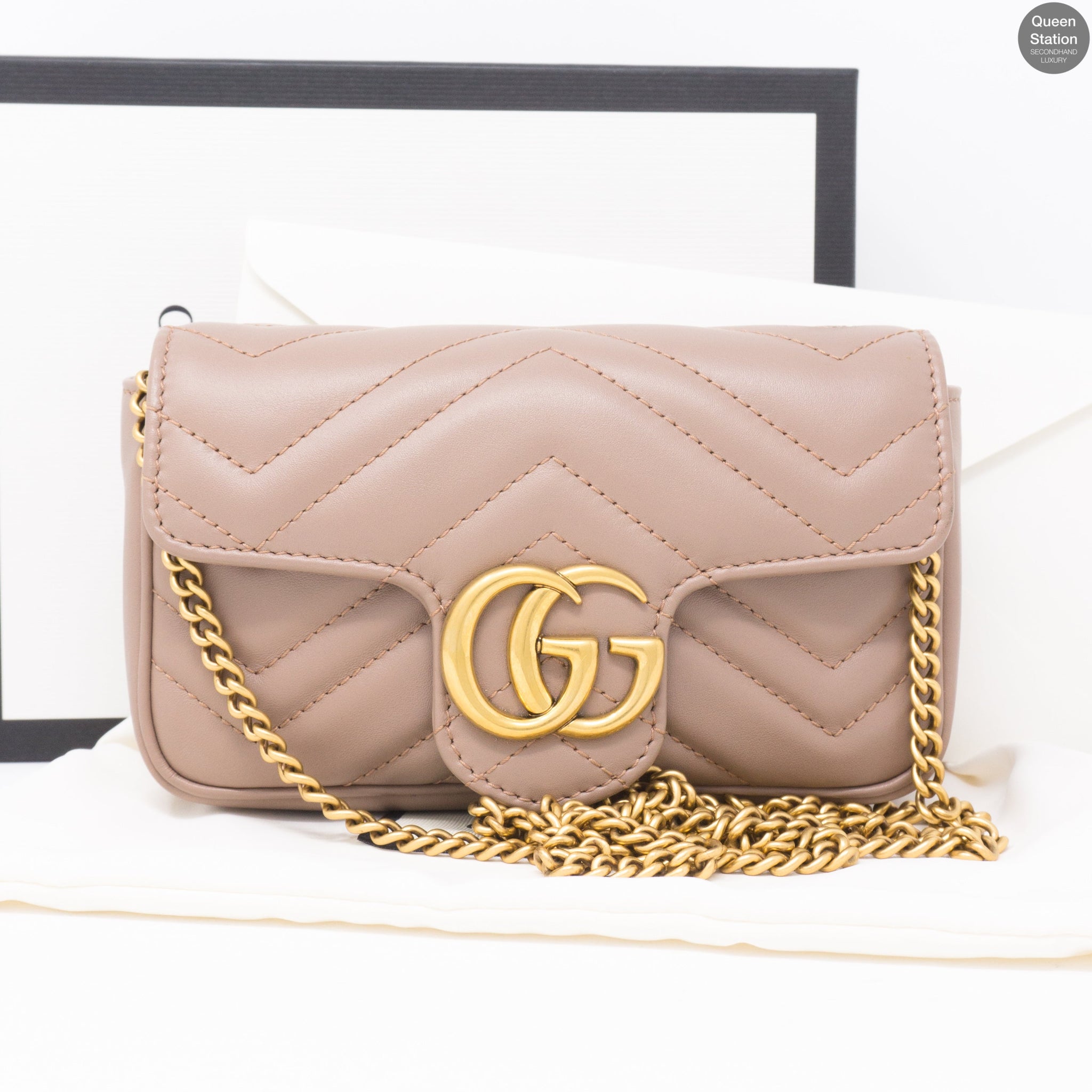 Gucci GG Marmont Flap Matelassé Super Mini Dusty Pink