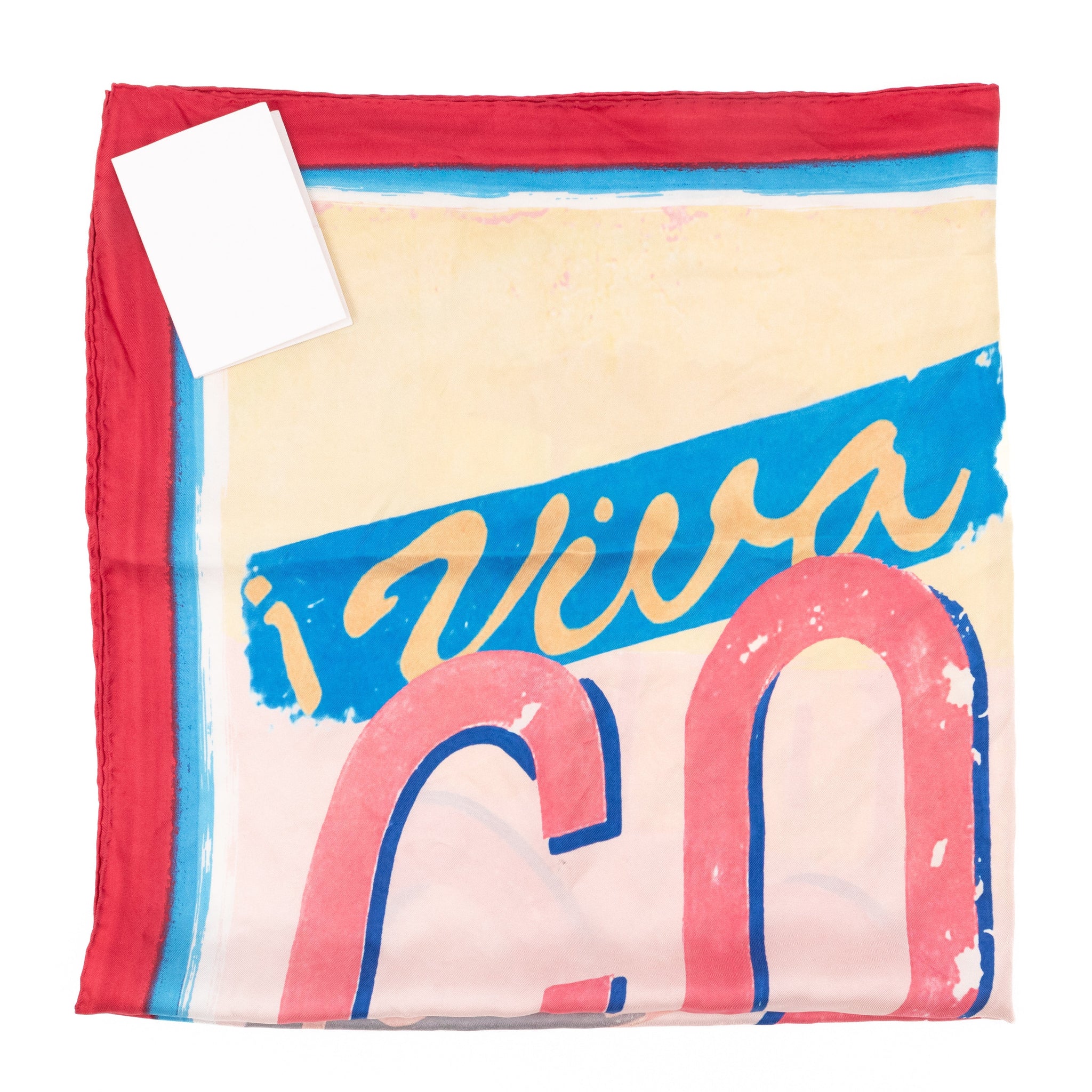 Coco Silk Square Scarf Pink Red 90 cm