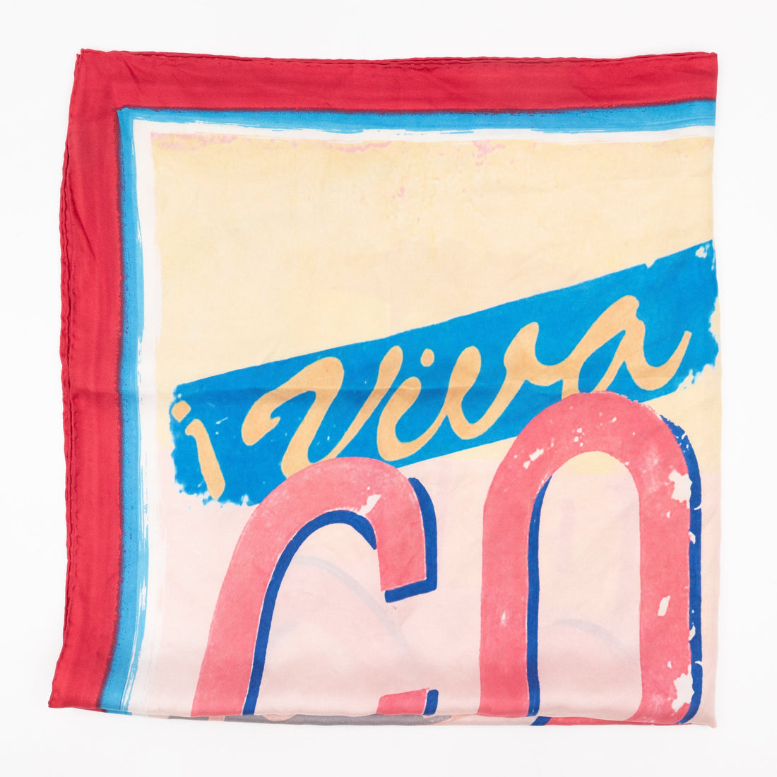 Coco Silk Square Scarf Pink Red 90 cm