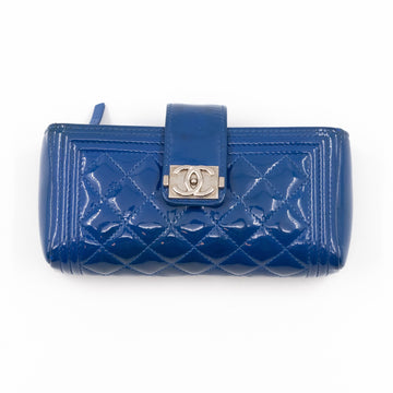 Mini Phone Holder Blue Patent Leather