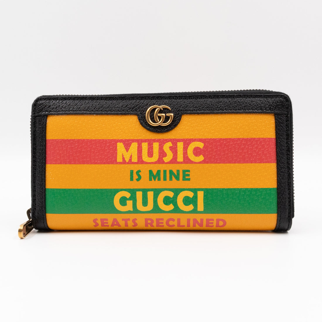 Gucci Gucci 100 Music Is Mine Zip Around Wallet Black & Yellow Leather
