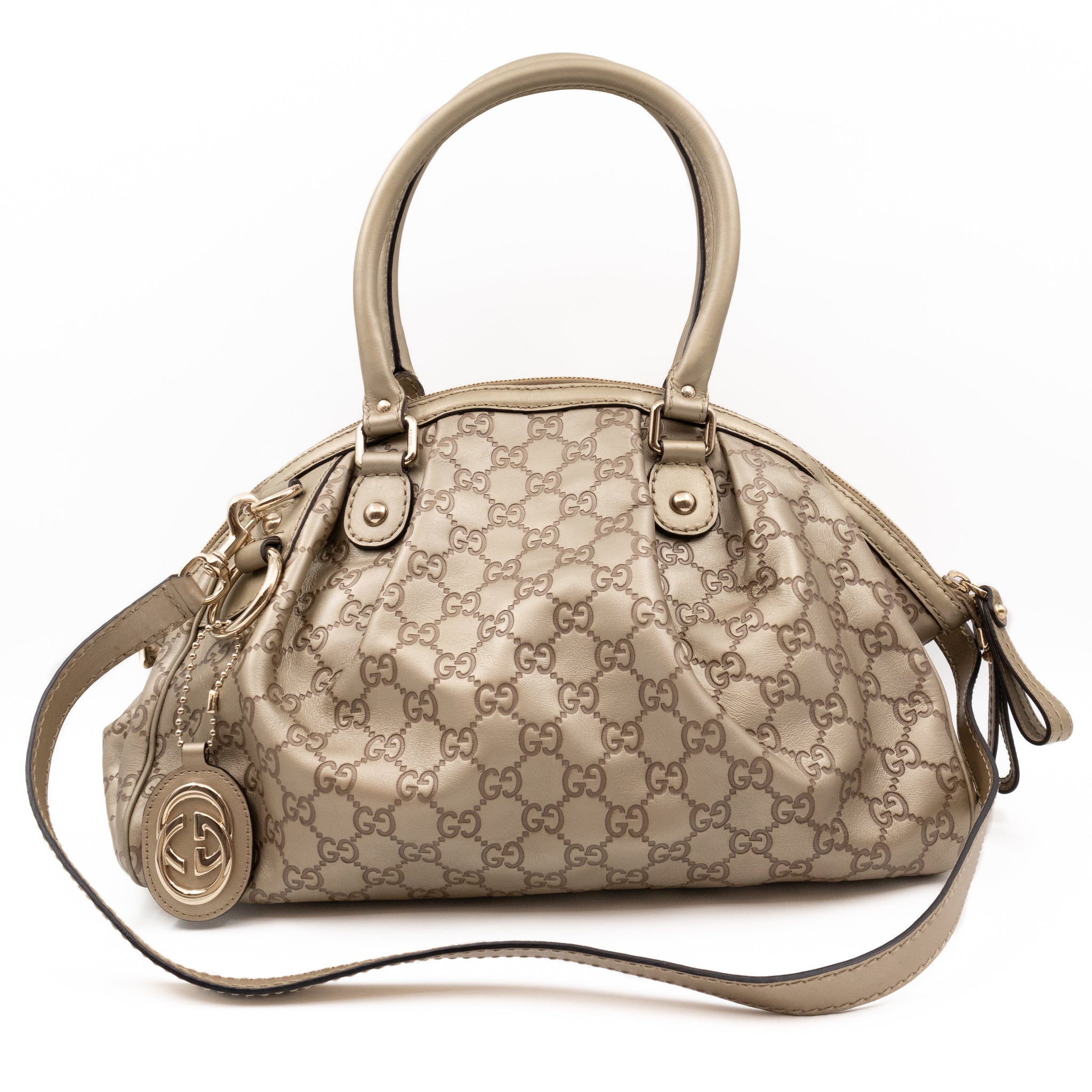 Gucci Sukey Boston Two-way Shoulder Bag Guccissima Leather Champagne