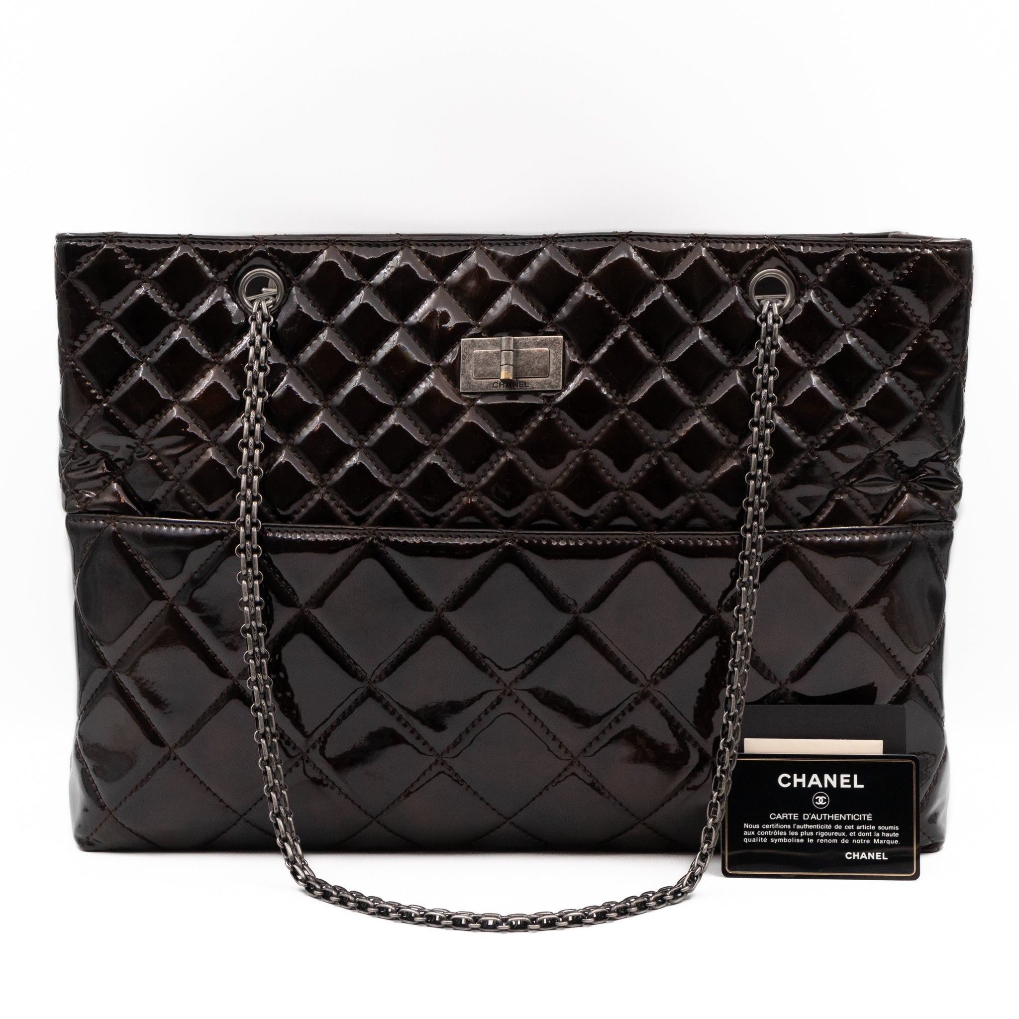 Reissue East West Tote Quilted Burgundy Patent Leather