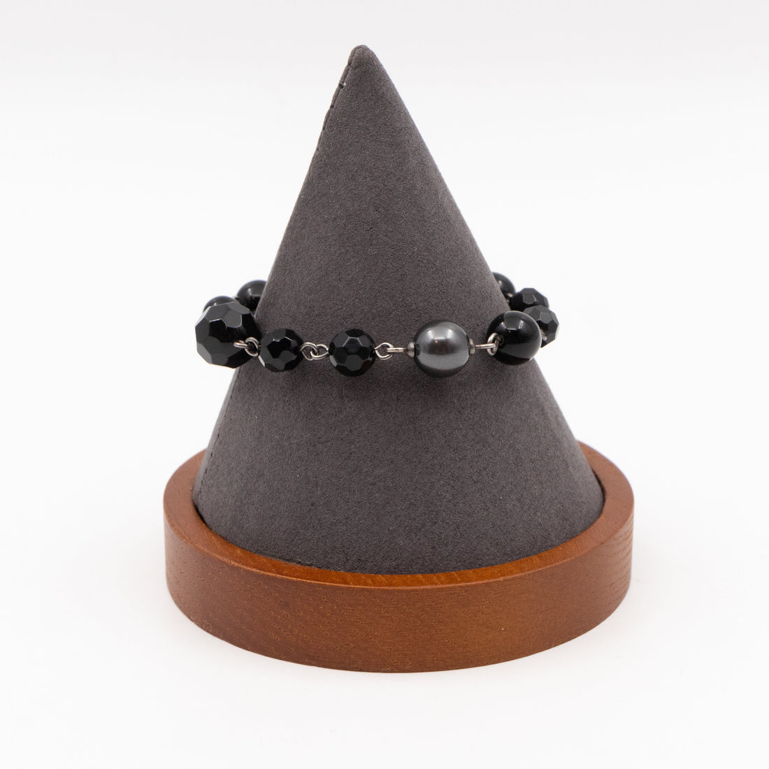 CC Coco Mark Black Bead Charm Bracelet