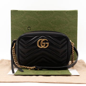 Gucci GG Marmont Matelassé Mini Black Leather Bag