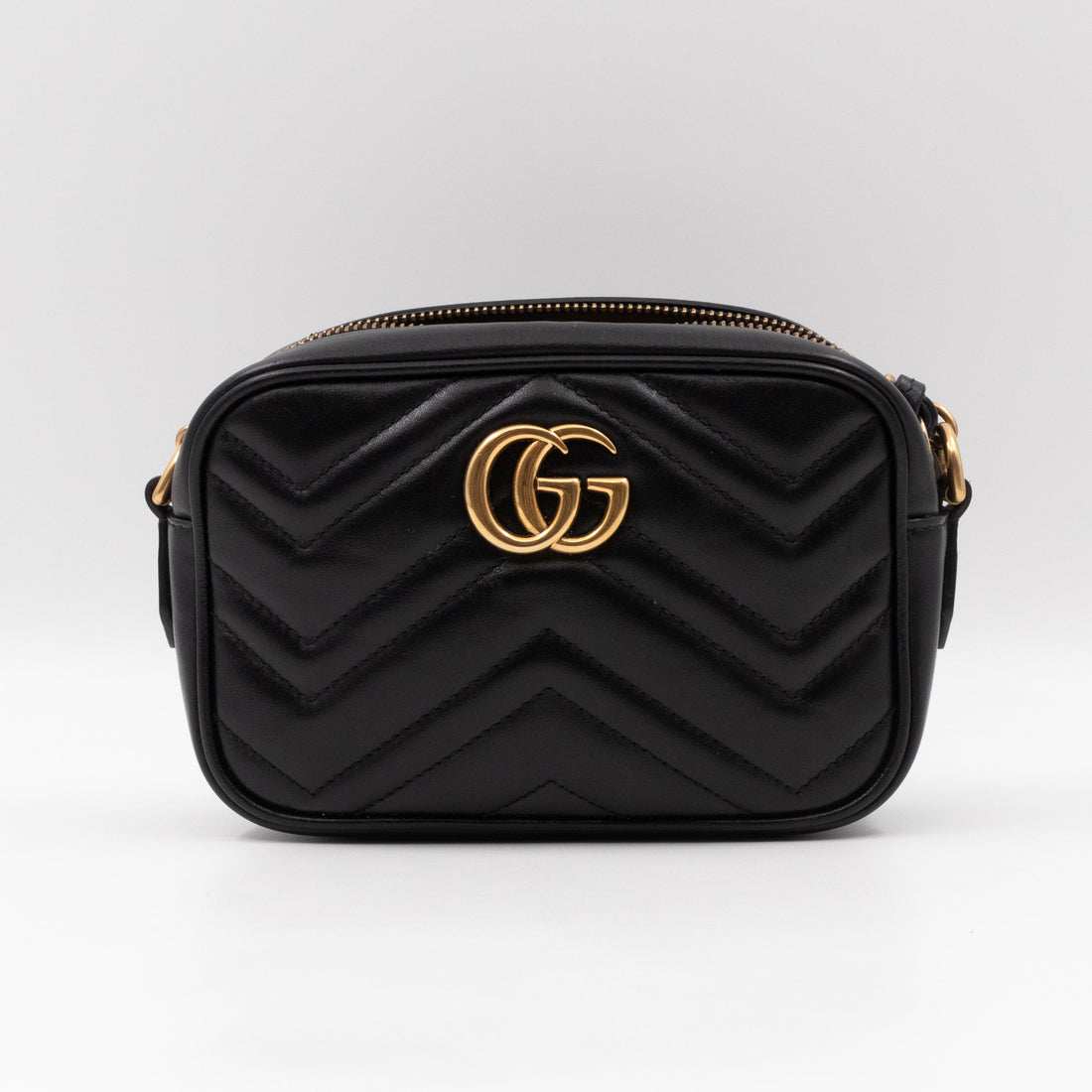 Gucci GG Marmont Matelassé Mini Black Leather Bag
