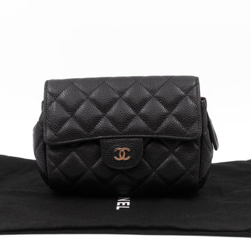 Small Flap Cosmetic Case Quilted Caviar Black