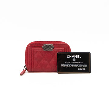 Boy Zip Around Card Holder Red Leather