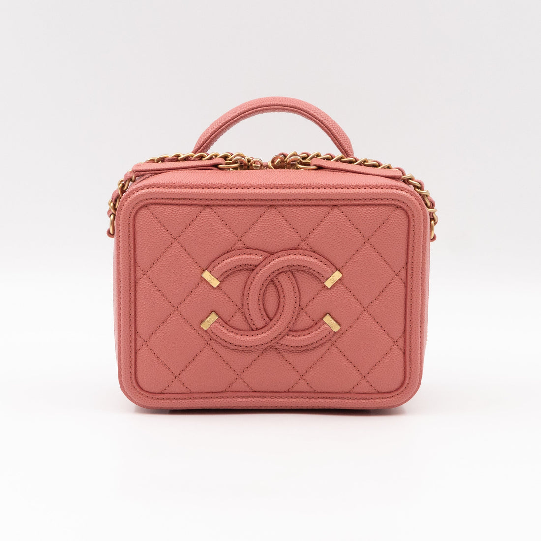 Small Vanity Filigree CC Caviar Light Pink & Gold