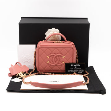 Small Vanity Filigree CC Caviar Light Pink & Gold