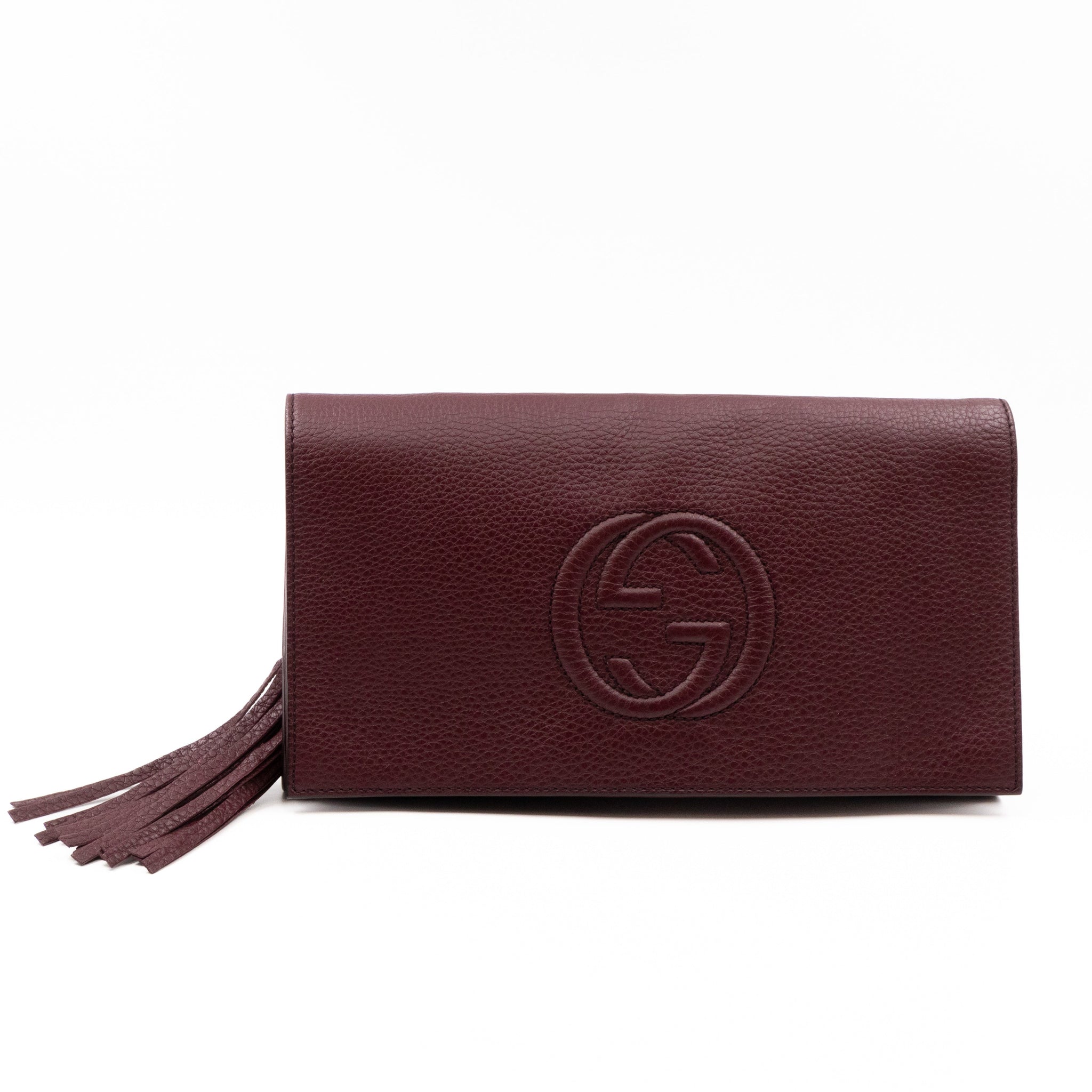 Gucci Soho Clutch Burgundy Leather