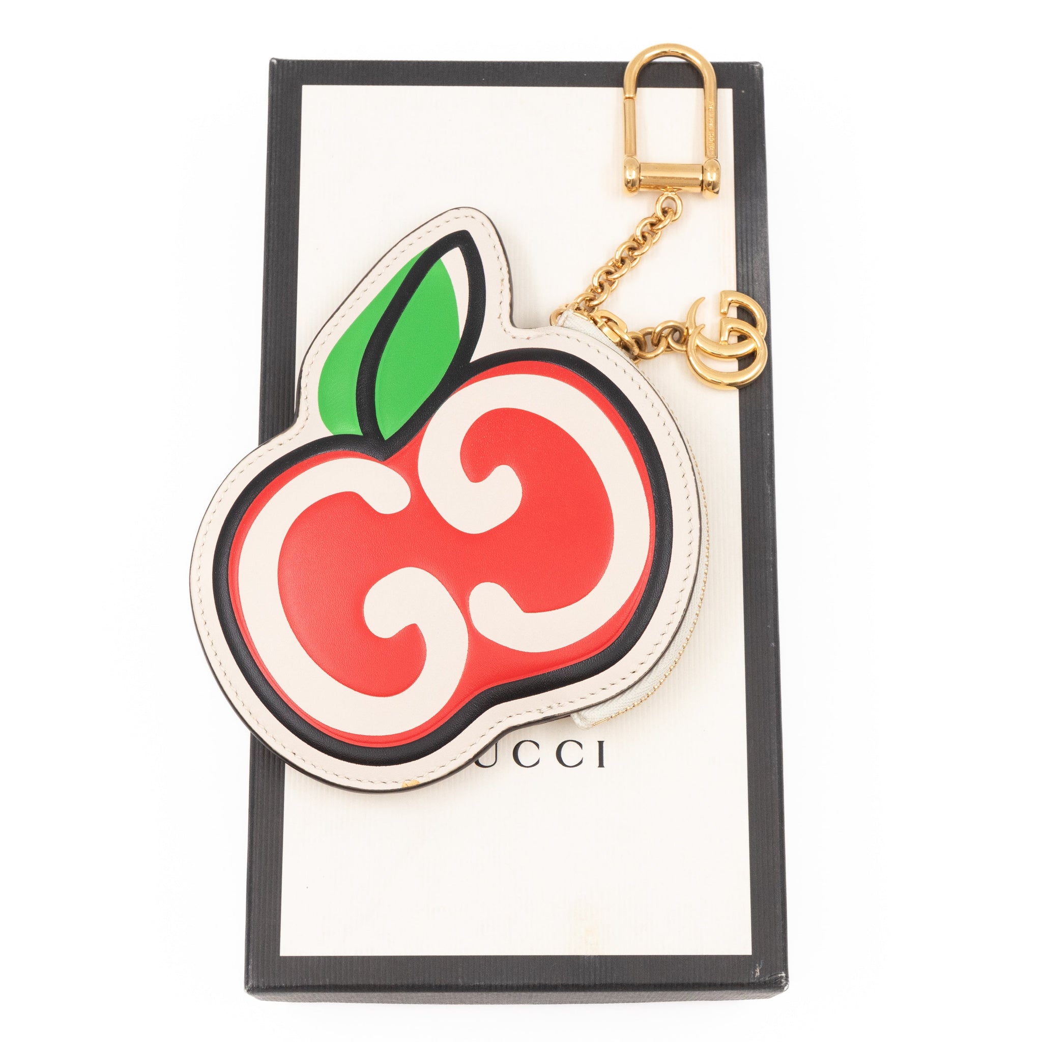 Gucci Apple Coin Purse White & Red Leather