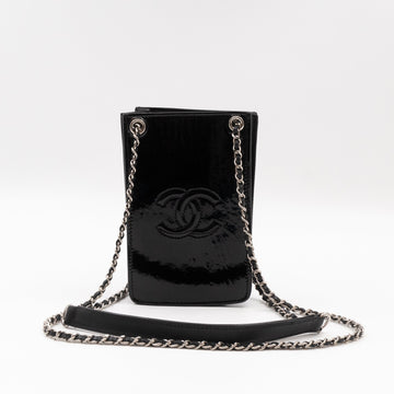 CC Phone Holder Crossbody Bag Black Patent Leather