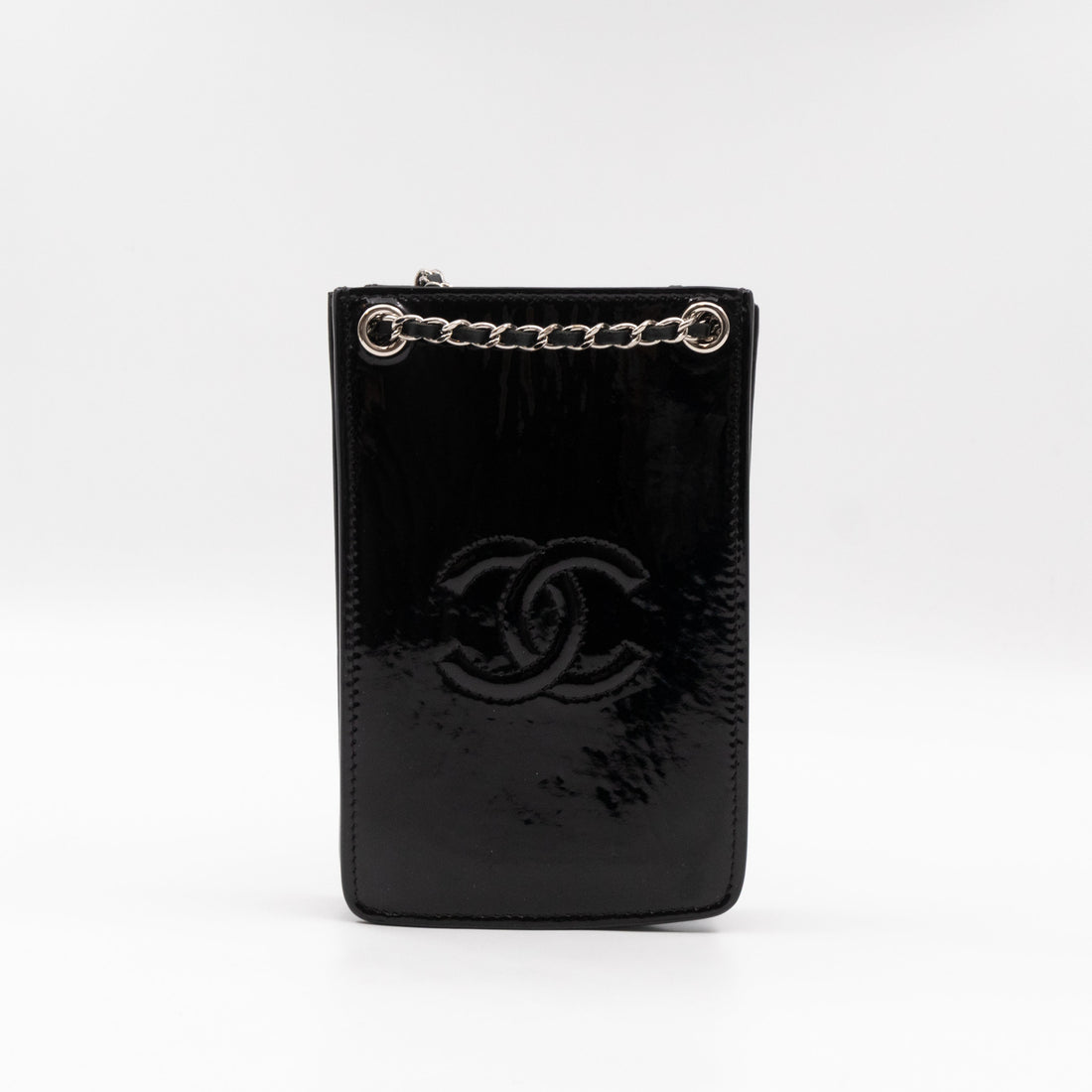 CC Phone Holder Crossbody Bag Black Patent Leather