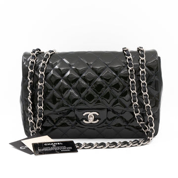 Classic Single Flap Jumbo Navy Blue Patent Leather