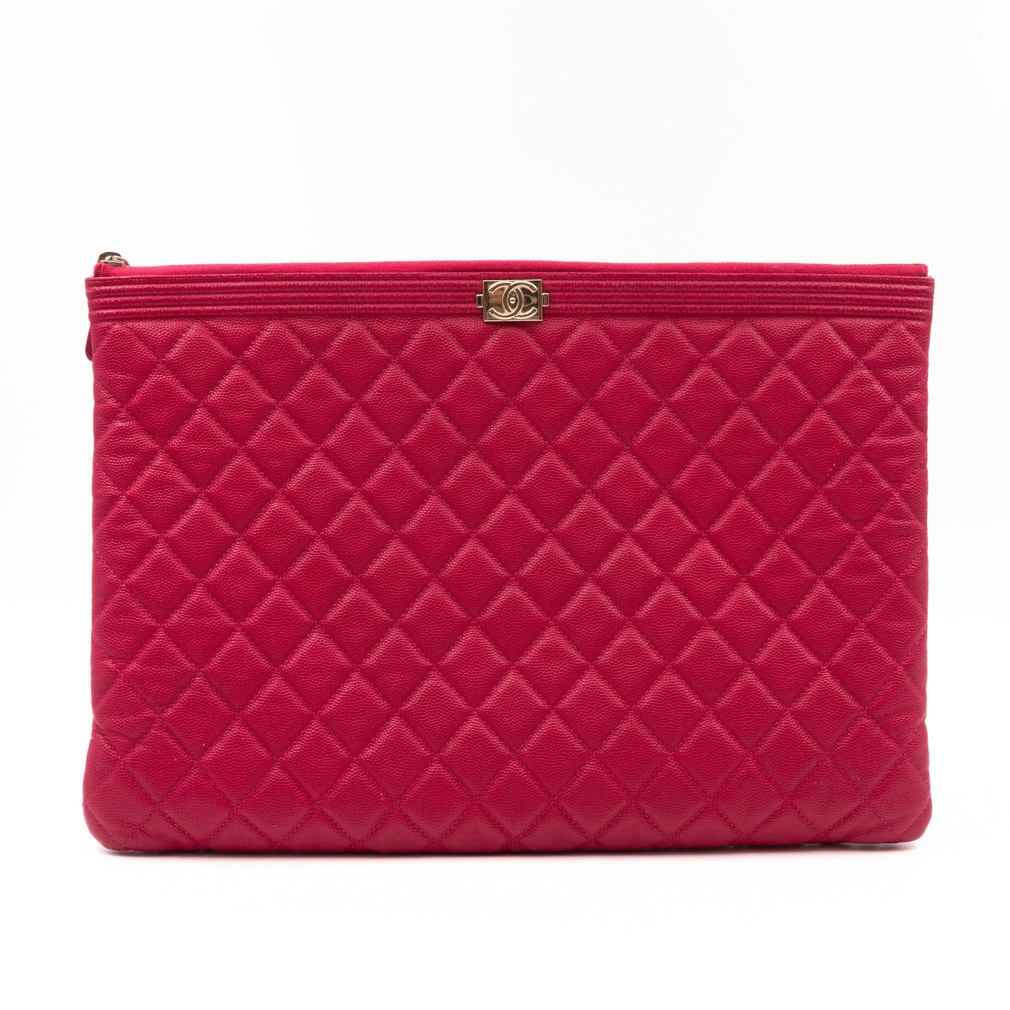 Boy O Case Clutch Large Pink Caviar Leather