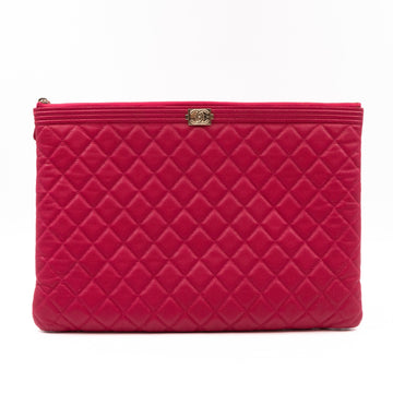 Boy O Case Clutch Large Pink Caviar Leather