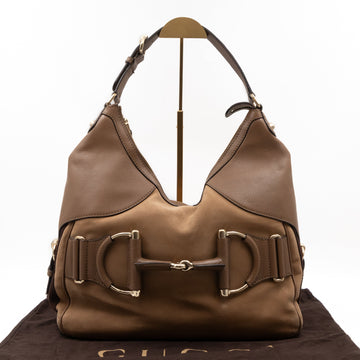 Gucci Heritage Horsebit Large Hobo Bag Brown Nubuck Leather