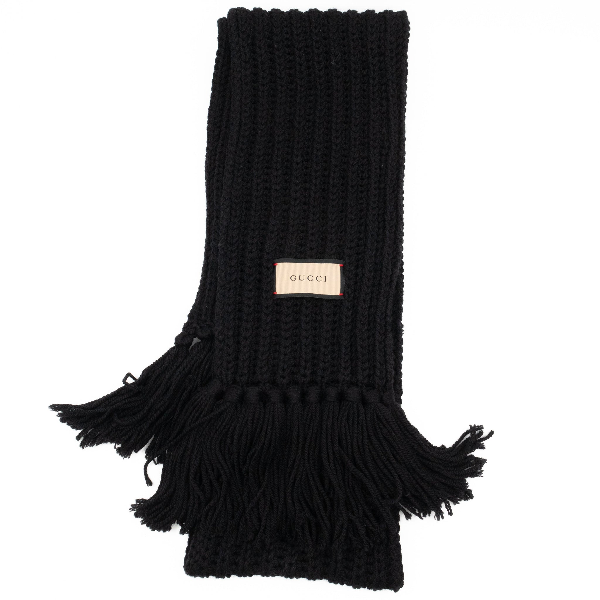Gucci Knit Scarf Black Wool