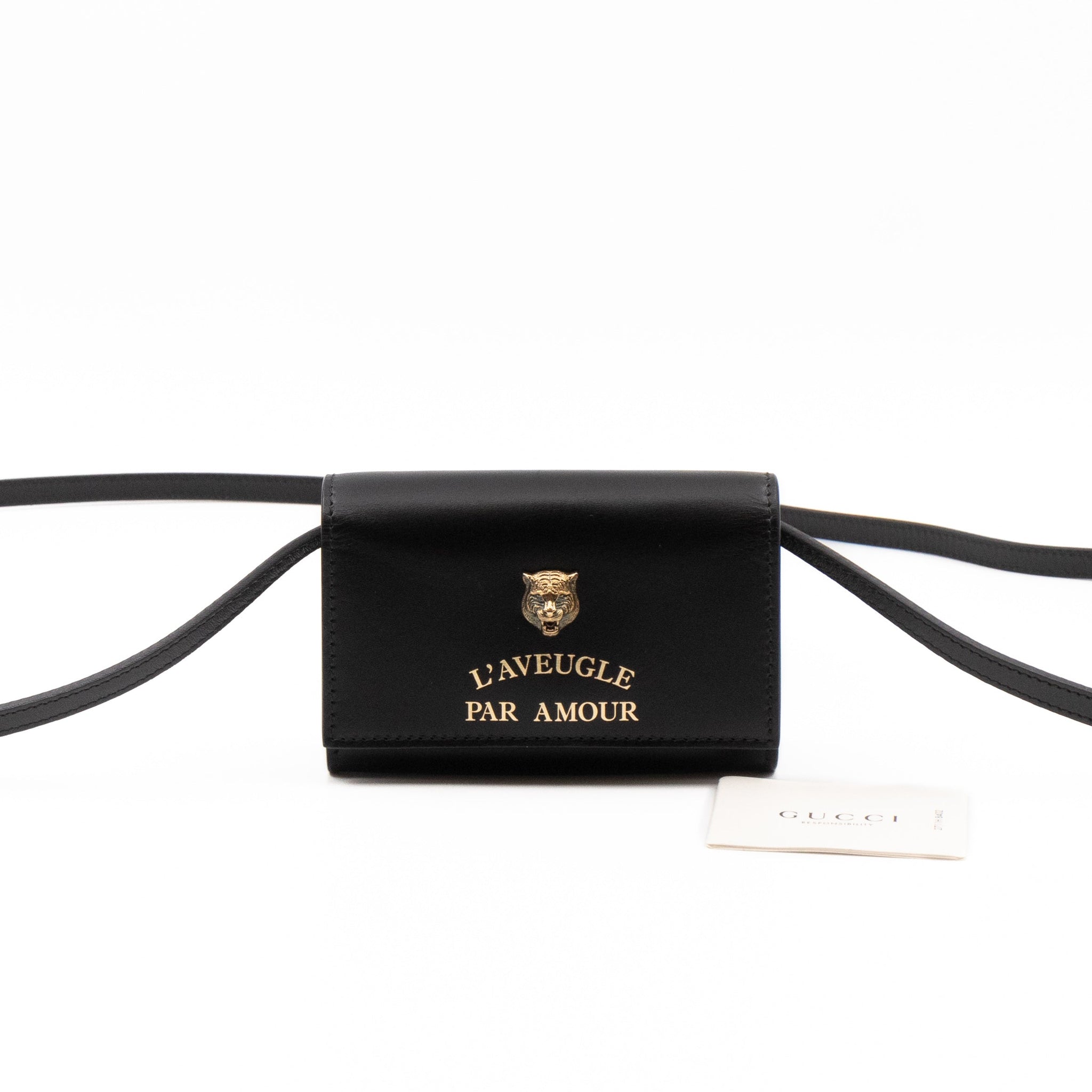 Gucci Animalier L'Aveugle Par Amour Mini Crossbody Bag Black Leather