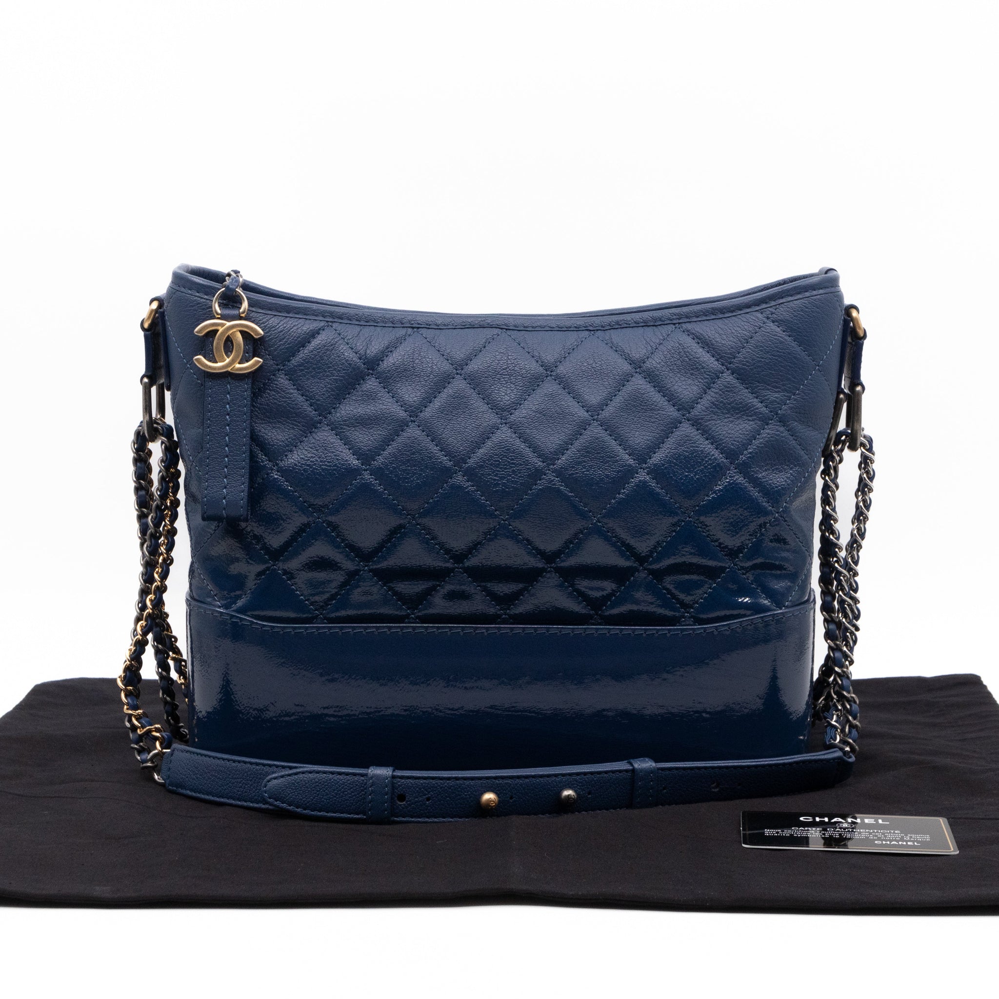 Gabrielle Hobo Large Dark Blue Goatskin Leather