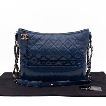 Gabrielle Hobo Large Dark Blue Goatskin Leather