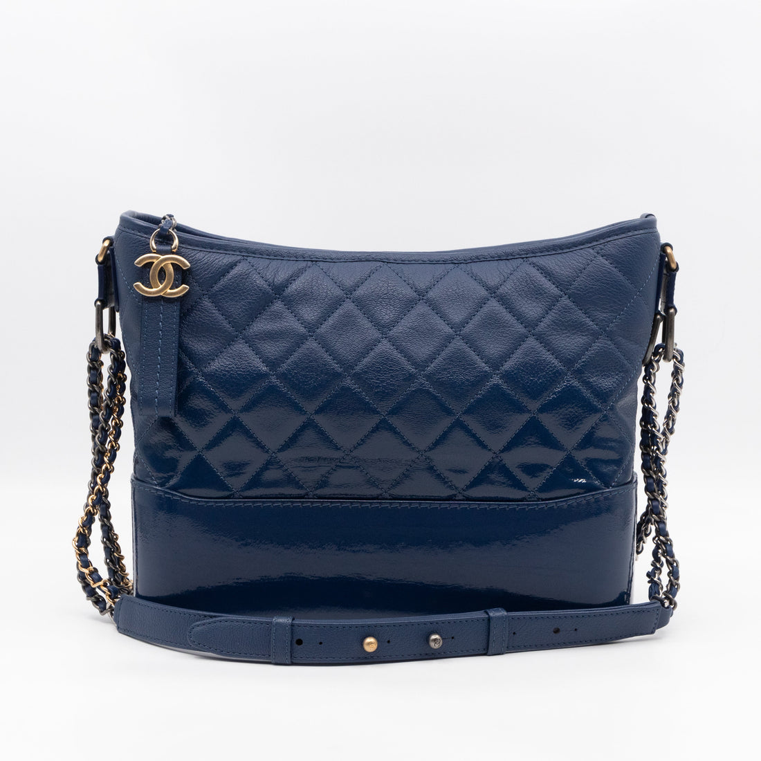 Gabrielle Hobo Large Dark Blue Goatskin Leather