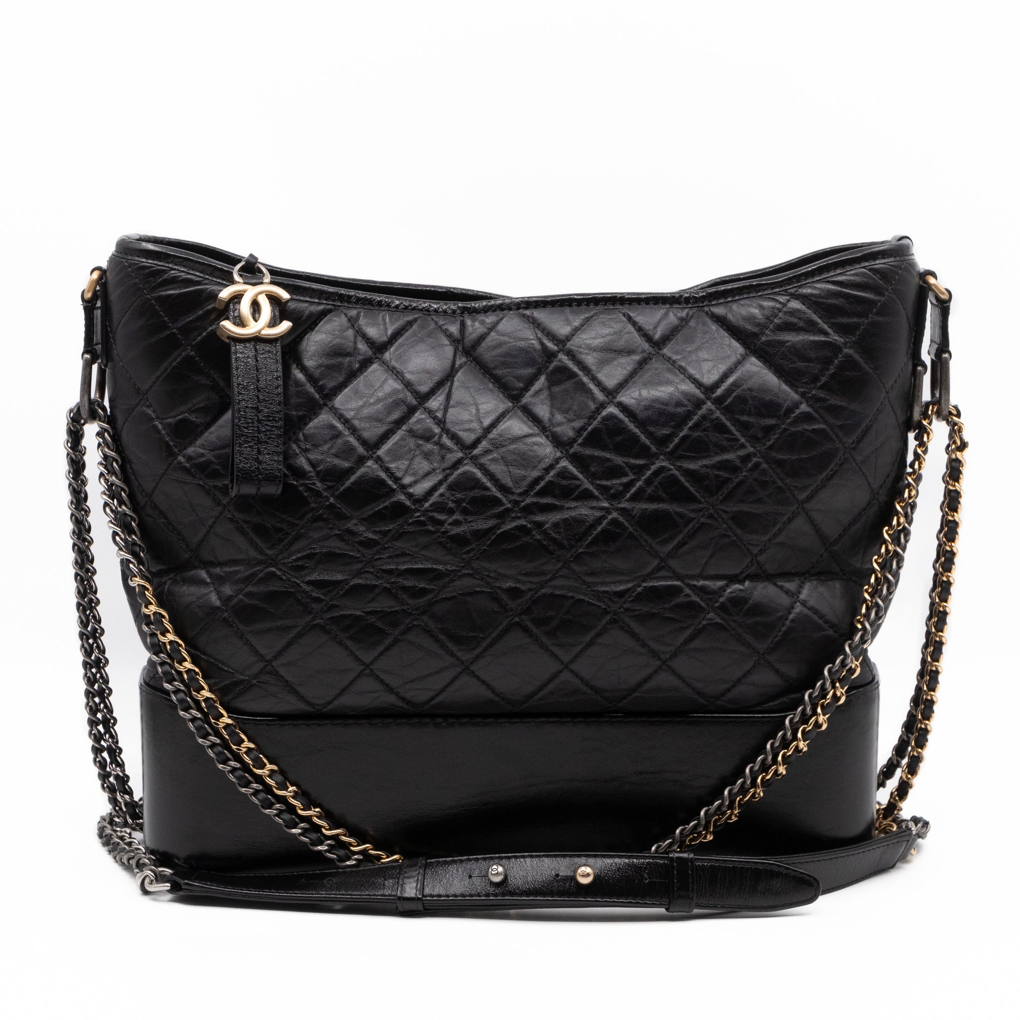 Gabrielle Hobo Maxi Black Calfskin Leather
