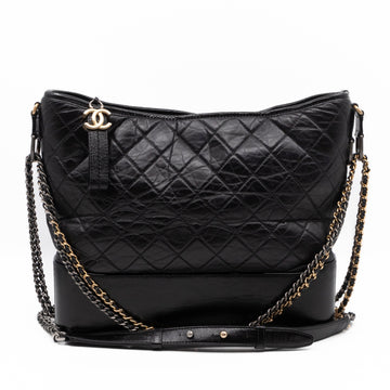 Gabrielle Hobo Maxi Black Calfskin Leather