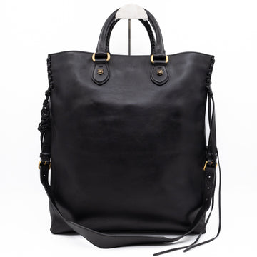 Gucci Braided Detail Feline Shopper Bag Black Leather