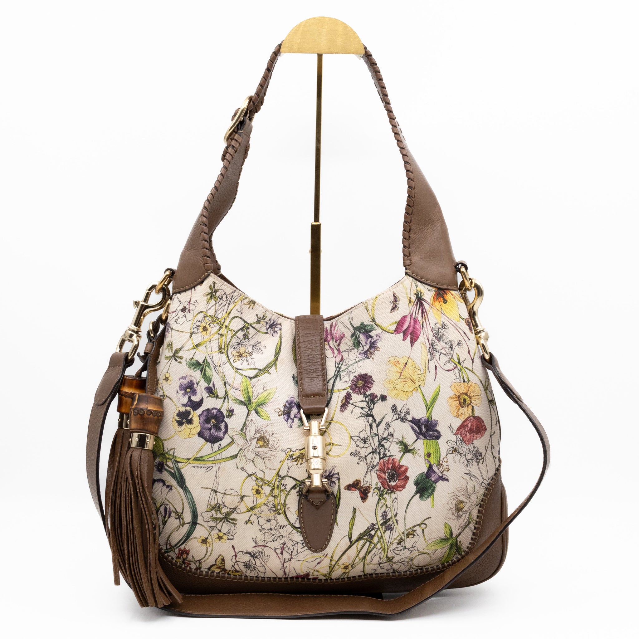 Gucci Jackie Two-way Shoulder Bag Floral Canvas