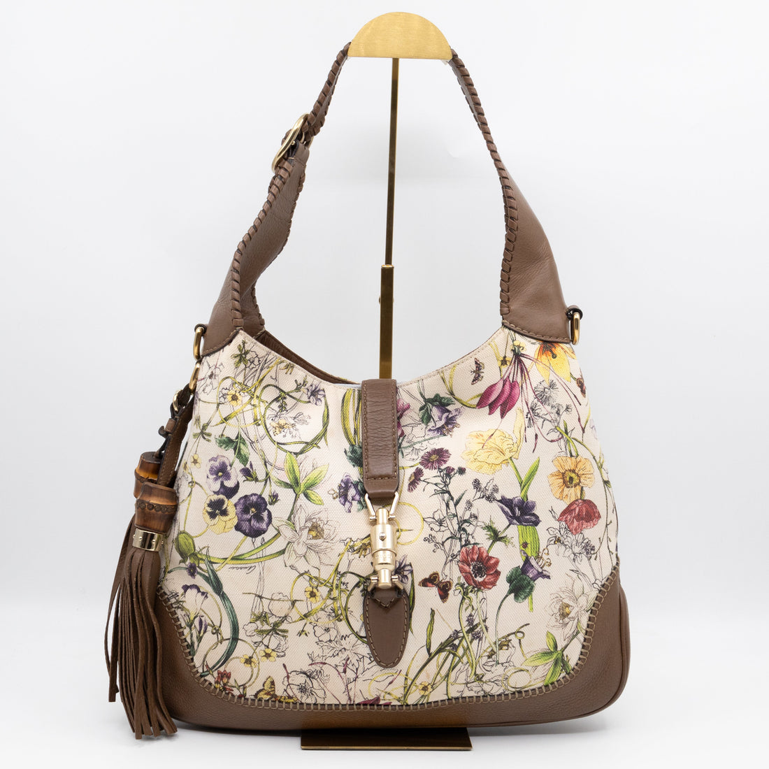Gucci Jackie Two-way Shoulder Bag Floral Canvas