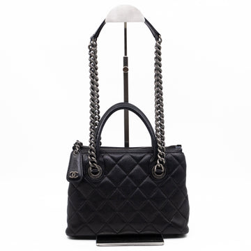 Small Boy Chained Tote Black Quilted Calfskin