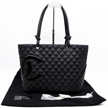 Cambon Tote Quilted Black Leather