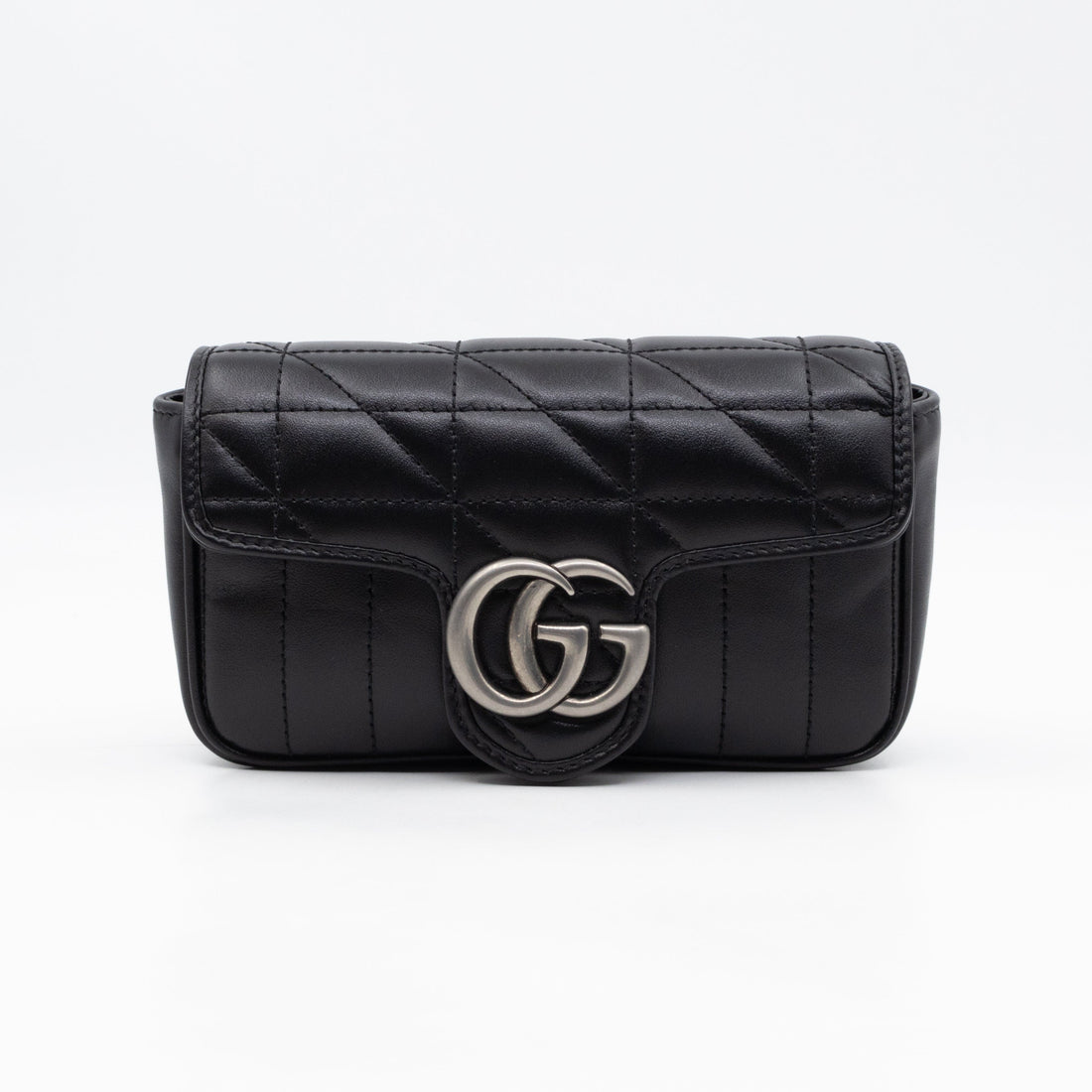 Gucci GG Marmont Flap Matelassé Super Mini Black Leather